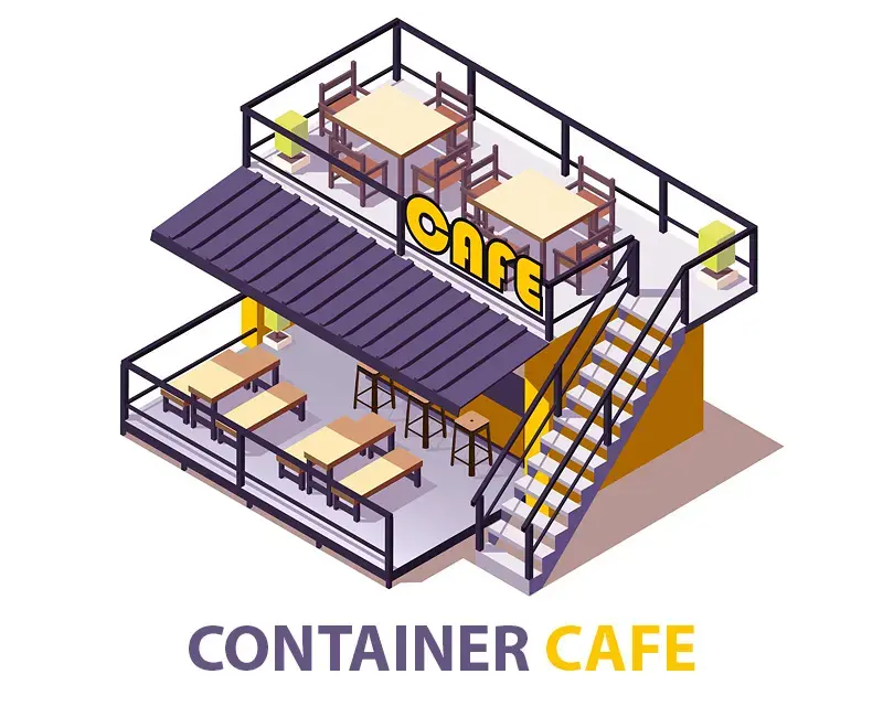 Container Cafe Vector