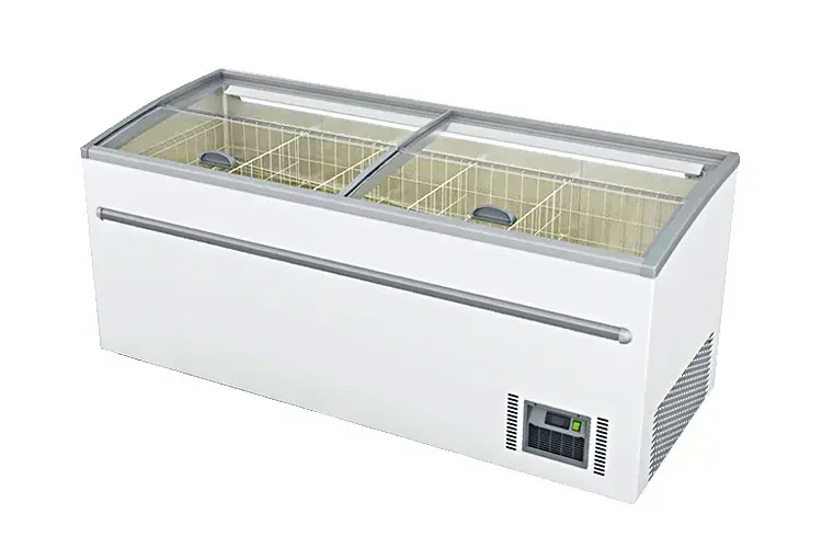 Glass Door Island Freezer Supermarket
